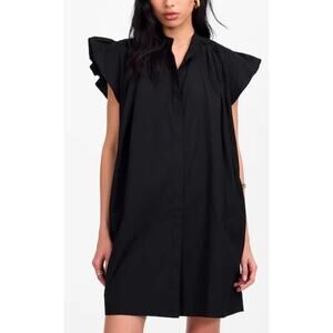 Madewell Flutter Sleeve Button-Front Mini Dress in Poplin Size S NWT